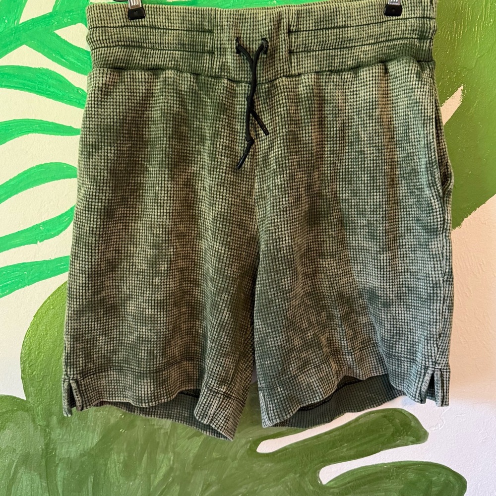 Cotton Citizen Olive Green Waffle Drawstring Shorts